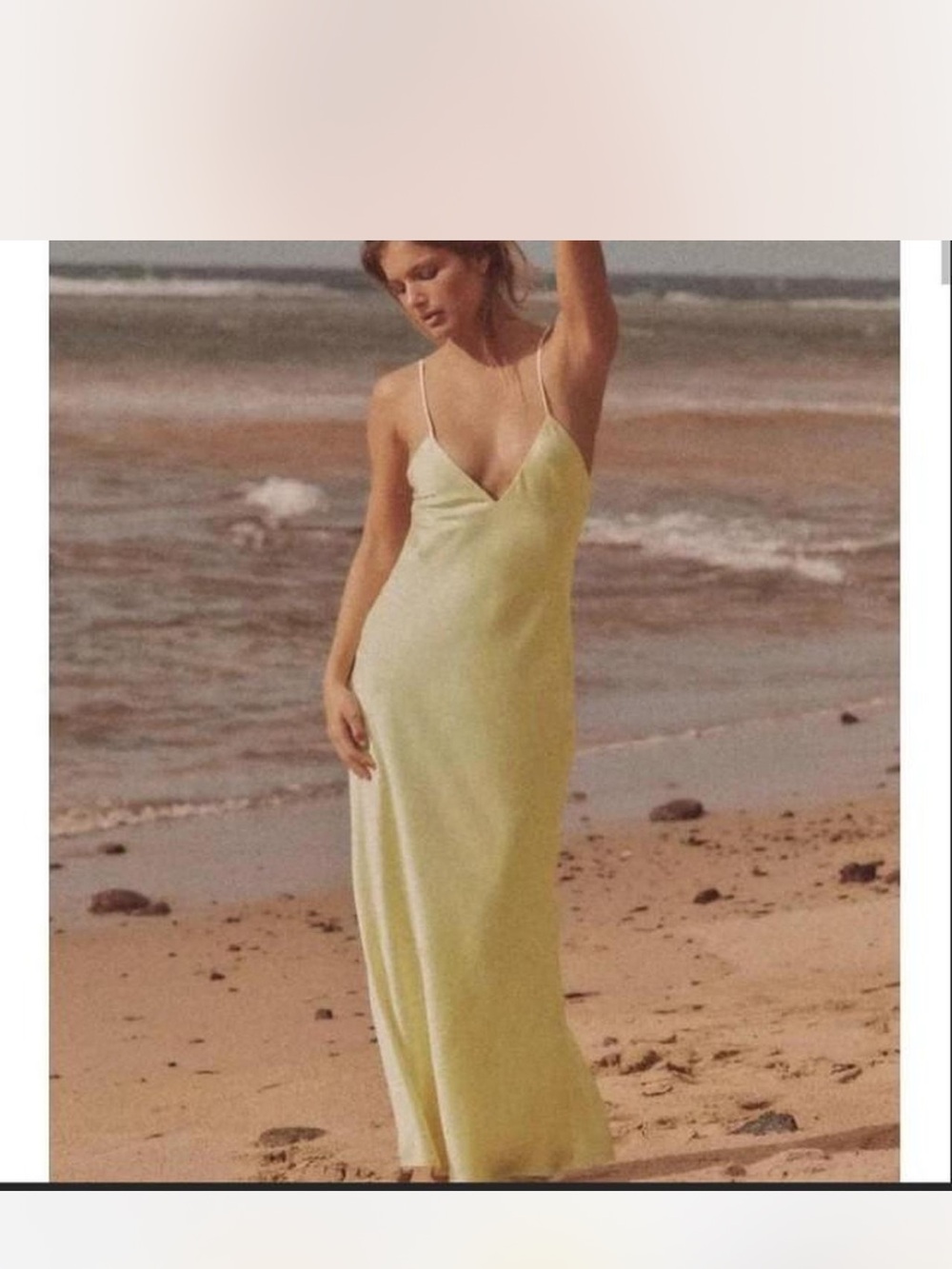 Zara Pale Yellow Slip Maxi Dress